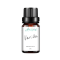 Aurascent Vanilla Fragrance Oil 10ml bottle with a clear label, showcasing a warm vanilla scent essential oil on a white background.