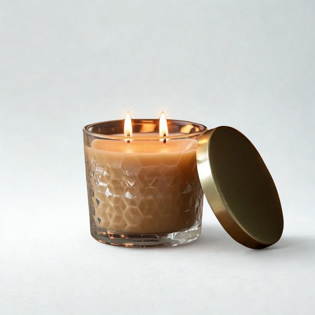 Uncensored beeswax jar candle by Serenes Beeswaxory, showcasing a natural beeswax finish in a clear glass jar.